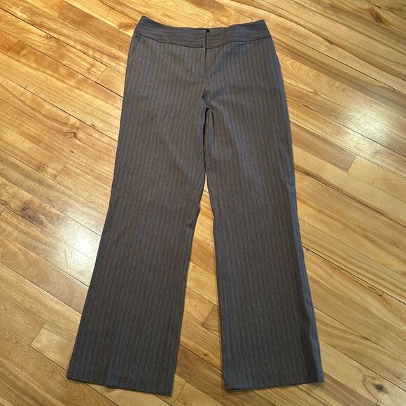 axcess stretch straight leg shades of brown striped pants. Size 4. - Picture 1 of 6